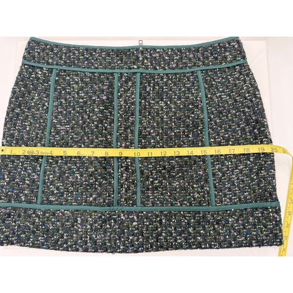 J. Crew Wool Mohair Blend Tweed Short Mini Skirt Lined NEW Size 10 Black Green - Picture 5 of 10